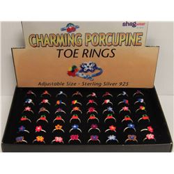 PK OF CHARMING PORCUPINE ST. SILVER 925 TOE RINGS