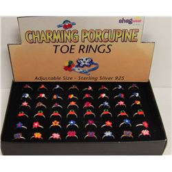PK OF CHARMING PORCUPINE ST. SILVER 925 TOE RINGS