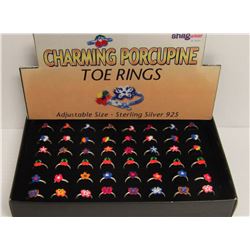 PK OF CHARMING PORCUPINE ST. SILVER 925 TOE RINGS