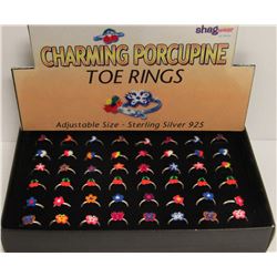 PK OF CHARMING PORCUPINE ST. SILVER 925 TOE RINGS
