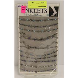 12PK OF SHAGWEAR FASHIONABLE ANKLETS