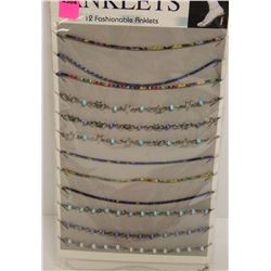 12PK OF SHAGWEAR FASHIONABLE ANKLETS