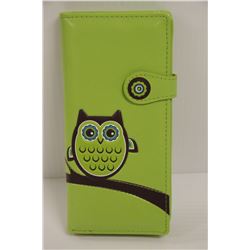 NEW SHAGWEAR WOMENS WALLET; GREEN/ OWL