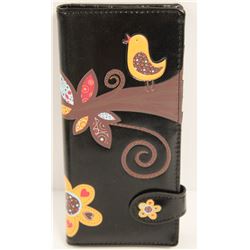 NEW SHAGWEAR WOMENS WALLET; BLACK/ BIRDS