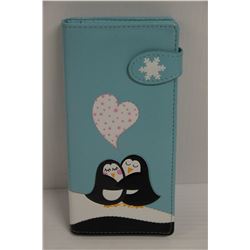 NEW SHAGWEAR WOMENS WALLET; BLUE/  PENGUINS