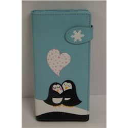 NEW SHAGWEAR WOMENS WALLET; BLUE/  PENGUINS