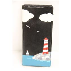 NEW SHAGWEAR WOMENS WALLET;  BLACK/ LIGHTHOUSE