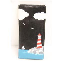NEW SHAGWEAR WOMENS WALLET;  BLACK/ LIGHTHOUSE