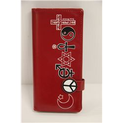 NEW SHAGWEAR WOMENS WALLET;  RED/ SYMBOLS