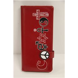 NEW SHAGWEAR WOMENS WALLET;  RED/ SYMBOLS