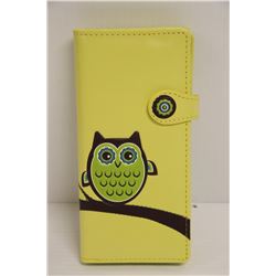NEW SHAGWEAR WOMENS WALLET;  YELLOW/ OWL