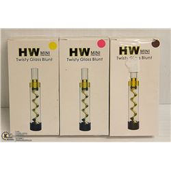 3PK HW MINI TWISTY GLASS BLUNTS; ASSORTED COLORS