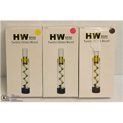 3PK HW MINI TWISTY GLASS BLUNTS; ASSORTED COLORS