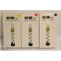 3PK HW MINI TWISTY GLASS BLUNTS; ASSORTED COLORS
