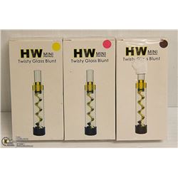3PK HW MINI TWISTY GLASS BLUNTS; ASSORTED COLORS