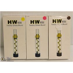 3PK HW MINI TWISTY GLASS BLUNTS; ASSORTED COLORS