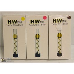 3PK HW MINI TWISTY GLASS BLUNTS; ASSORTED COLORS