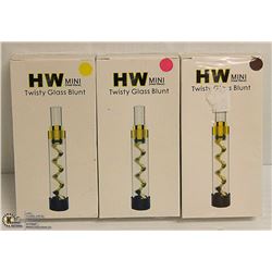 3PK HW MINI TWISTY GLASS BLUNTS; ASSORTED COLORS