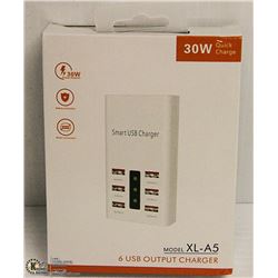 30W QUICK CHARGE 6 USB OUTPUT CHARGER- NEW IN