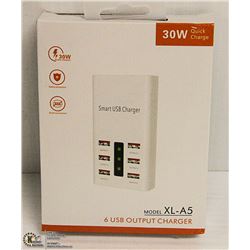 30W QUICK CHARGE 6 USB OUTPUT CHARGER- NEW IN