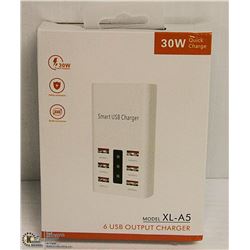 30W QUICK CHARGE 6 USB OUTPUT CHARGER- NEW IN