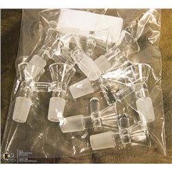 10PK OF GLASS  BONG BOWLS; CLEAR