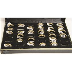 JEWELRY CASE FULL OF ST. STEEL RINGS. VARIOUS