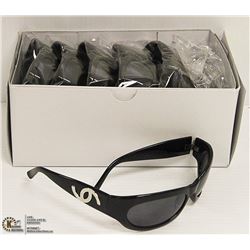 12PK OF BLACK CHANEL STYLED DESIGNER SUNGLASSES