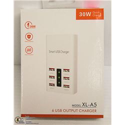 30W QUICK CHARGE 6 USB OUTPUT CHARGER- NEW IN