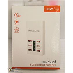 30W QUICK CHARGE 6 USB OUTPUT CHARGER- NEW IN