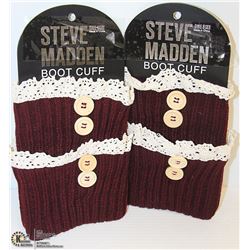 2PK STEVE MADDEN BOOT TOPPERS; BURGUNDY