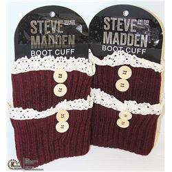 2PK STEVE MADDEN BOOT TOPPERS; BURGUNDY