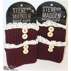 2PK STEVE MADDEN BOOT TOPPERS; BURGUNDY