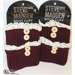 2PK STEVE MADDEN BOOT TOPPERS; BURGUNDY