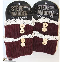 2PK STEVE MADDEN BOOT TOPPERS; BURGUNDY
