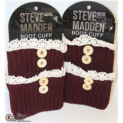 2PK STEVE MADDEN BOOT TOPPERS; BURGUNDY