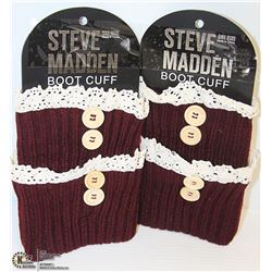 2PK STEVE MADDEN BOOT TOPPERS; BURGUNDY