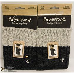 2PK BEAR PAW BOOT TOPPERS; GREY
