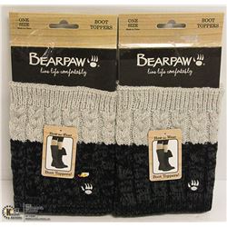 2PK BEAR PAW BOOT TOPPERS; GREY