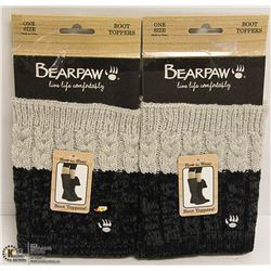 2PK BEAR PAW BOOT TOPPERS; GREY