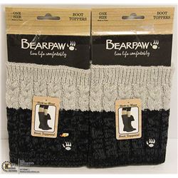 2PK BEAR PAW BOOT TOPPERS; GREY