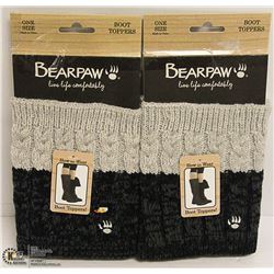 2PK BEAR PAW BOOT TOPPERS; GREY