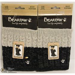 2PK BEAR PAW BOOT TOPPERS; GREY