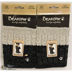 2PK BEAR PAW BOOT TOPPERS; GREY