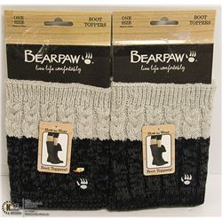 2PK BEAR PAW BOOT TOPPERS; GREY