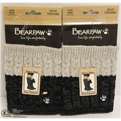 2PK BEAR PAW BOOT TOPPERS; GREY