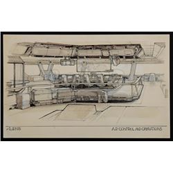 Lot #21 - ALIENS (1986) - Hand-Drawn Ron Cobb A.P Control and Operations Concept Sketch