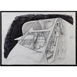 Lot #23 - ALIENS (1986) - Hand-Drawn Ron Cobb Drop Ship Cockpit Concept Sketch