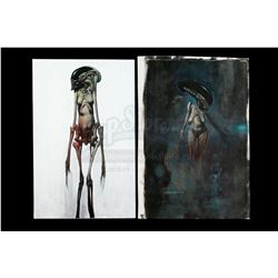 Lot #38 - ALIEN: RESURRECTION (1997) - Pair of Hand-Painted Chris Cunningham Newborn Alien Illustrat