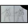 Image 1 : Lot #44 - AVP: ALIEN VS PREDATOR (2004) - Pair of Hand-Drawn Yautja Armor Concept Drawings